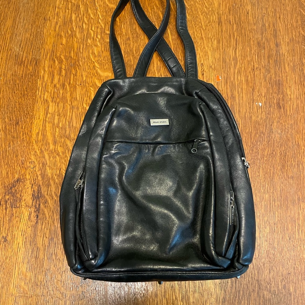 Pelle Studio Black Leather Backpack
